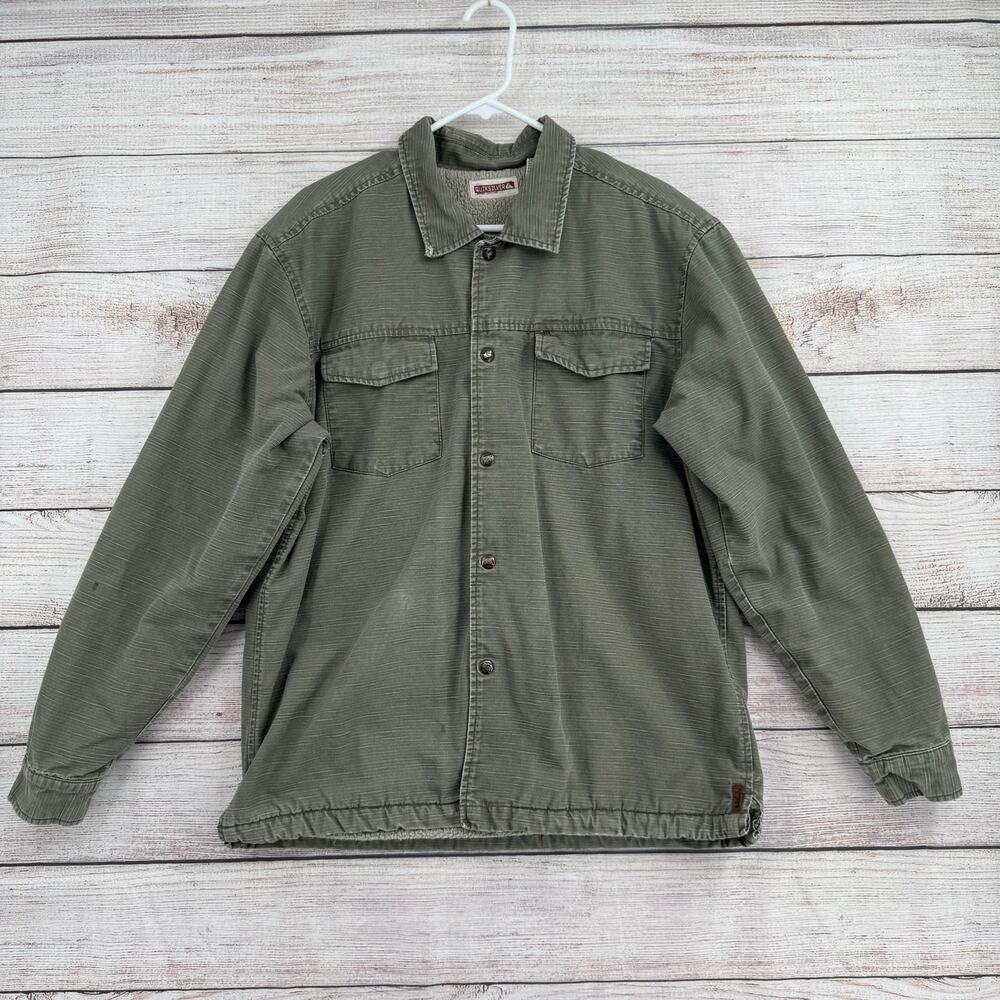 Vintage‎ 90s QuikSilver Sherpa Lined Jacket Shacket Mens XL Green Military Chore